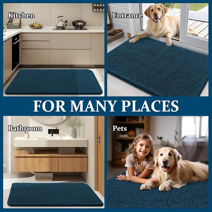 OLANLY Dog Door Mat for Muddy Paws 48x30, Super Absorbent Chenille Mud Mat | - Image 8