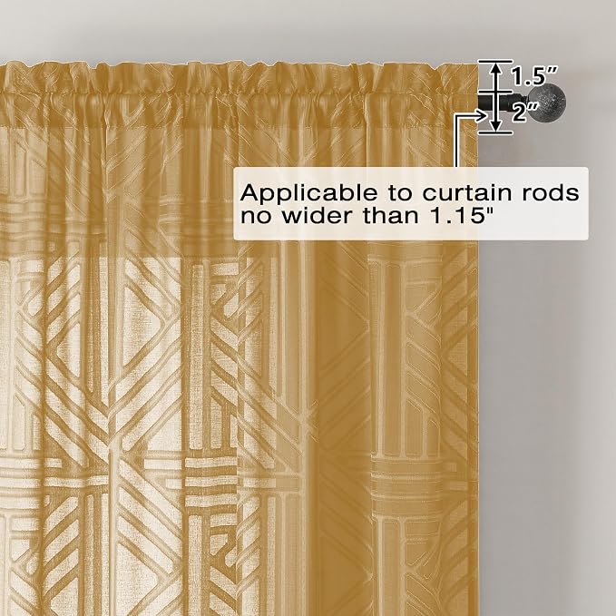 Simplebrand Semi Sheer Gold Curtains 84 Inches Long 2 Panels, Light Filtering - Image 5