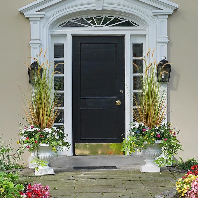 KOL Artificial 5ft 2-Pack Horsetail Reed Grass, 59in Tall Artificial Indoor Outdoor Fake Grass Plant, Home Office Décor Artificial Plants in Pot Faux Plant Greenery, Wedding Decor - Yellow