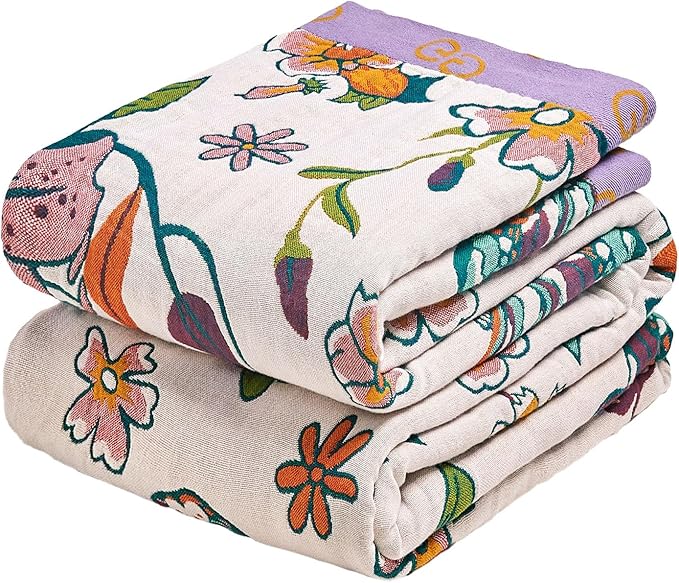 MSGKV Boho Throw Blanket 60"x80" Floral Blanket by MSGKVHomeTextiles