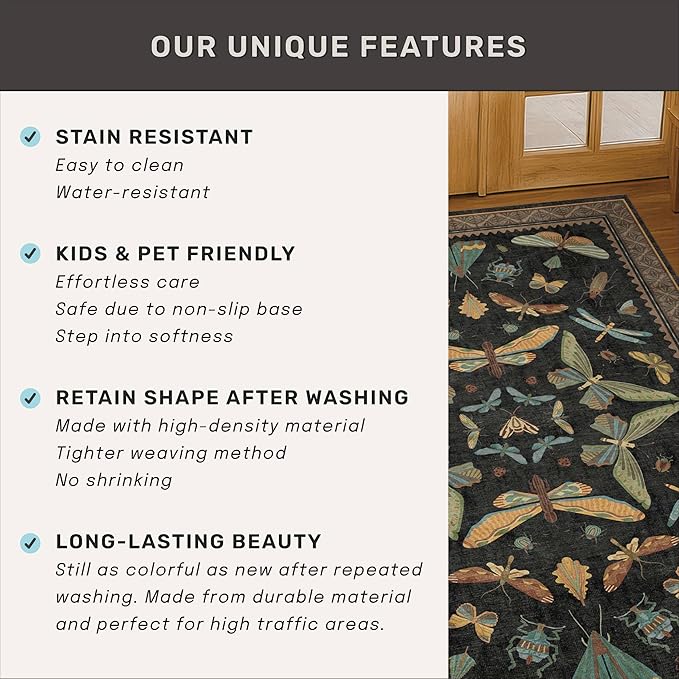 Black Boho 5ft Round Throw Rugs - Image 6