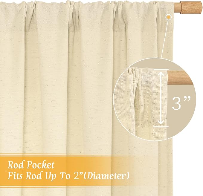 Light Filtering Beige Linen Curtains - Image 3