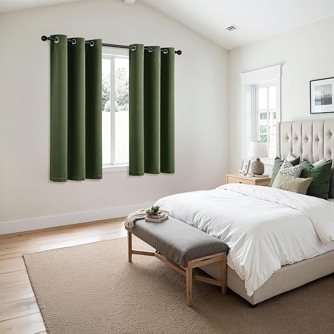 MIULEE Blackout Curtains for Bedroom 2 Panels 29 x 40 Inch Long Olive Green | - Image 6