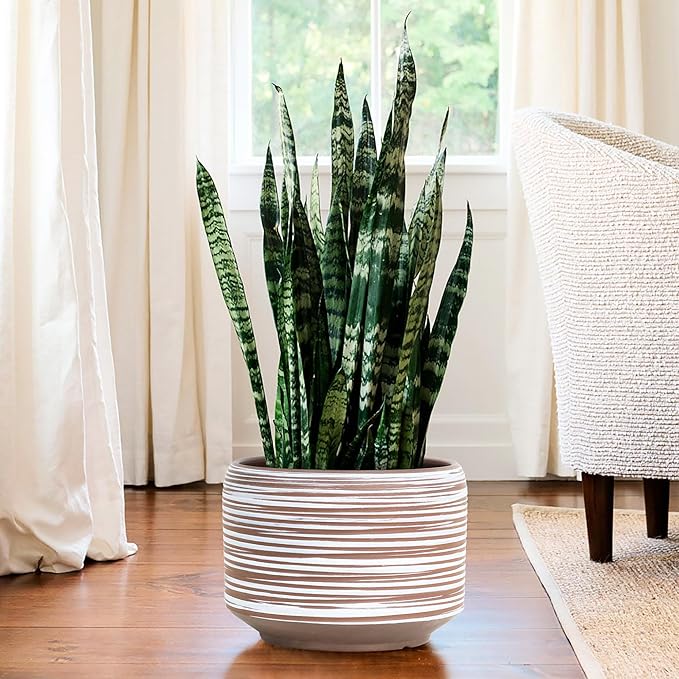 10 Inch Ceramic Plant Pot with Drainage – Large Flower Pot for Indoor Outdoor Plants, Modern Decorative Planter for Patio, Balcony, Garden, or Home Decor