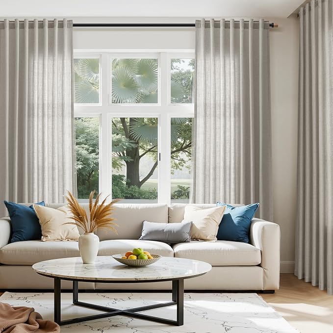 Nanspring Silver Grey Linen Curtains 63 Inches Length 2 Panels Set - Image 5