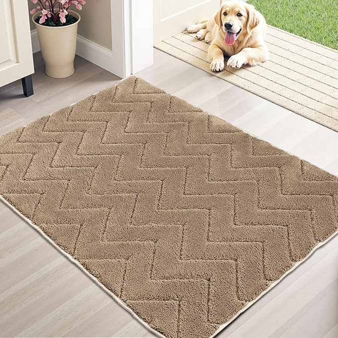 Stiio Front Door Mat Indoor Outdoor Entrance 20x31.5 Inches, Non Slip Washable Entry Rug, Dog Doormat, Absorbent Entrance Mat for Front & Back Door, Muddy Wet Shoes & Paws, Brown