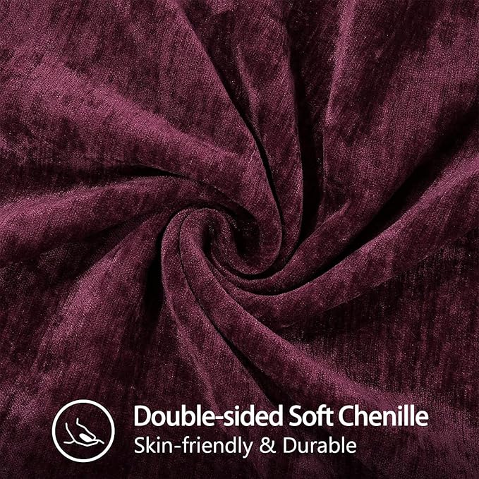 decorUhome Chenille Soft Throw Pillow Covers 26x26 Set of 2, Farmhouse Velvet Neutral Decorative Euro Pillow Covers with Stitched Edge for Couch Sofa Bed Home Decor, Rhododendron