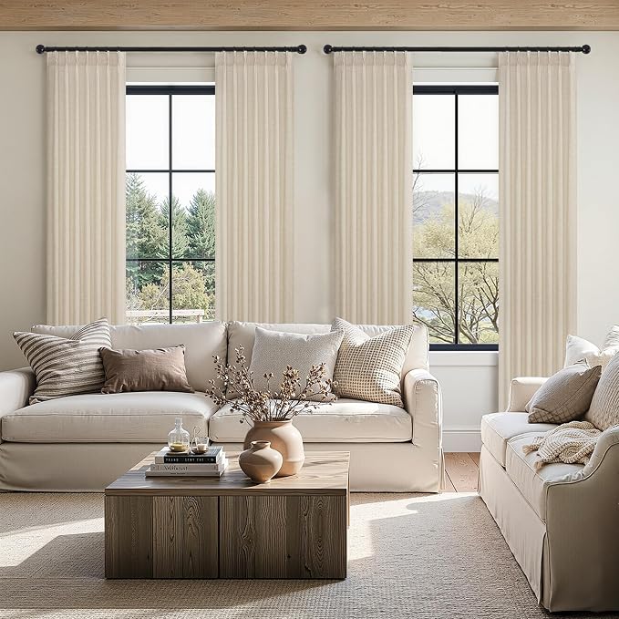 Topfinel 108 Inch Pinch Pleated Curtains 2 Panels, Sand Beige Semi Sheer - Image 5