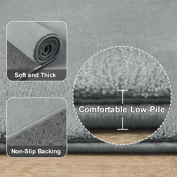 Amearea Large Modern Area Rugs for Bedroom Living Room, 8x10 Feet Grey - Image 3