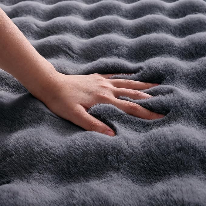 Gray Rabbit Plush Rug 2'x6', Fluffy Shaggy Area Rug - Image 7