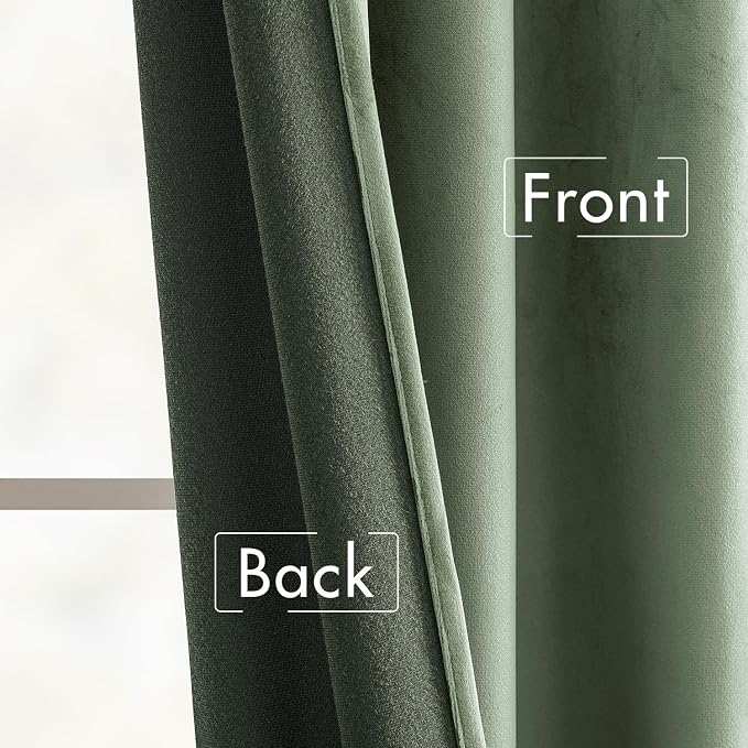 MIULEE Sage Green Velvet Curtains 96 inches Long - Image 6