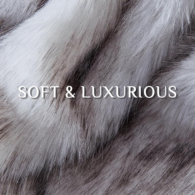 Fluffy Faux Fur Throw Blanket – Super Soft Warm Thick Plush Blanket for Bed, Couch & Office, Cozy Fuzzy Throw with Flannel Backing,50"x60", White