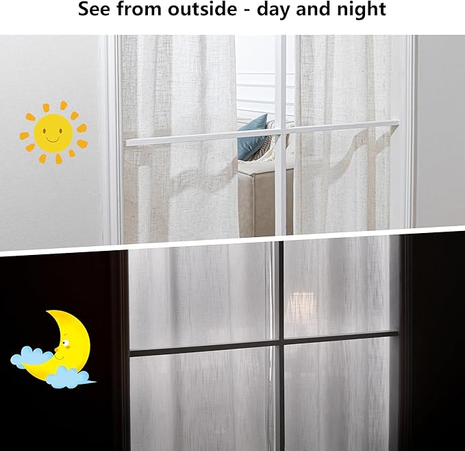 MYSKY HOME Country Curtains for Sliding Glass Door, Back Tab Semi Sheer Curtain - Image 5
