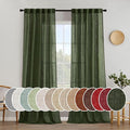 MIULEE Olive Green Linen Curtains 52x100 Inch Length 2 Panels by MIULEE