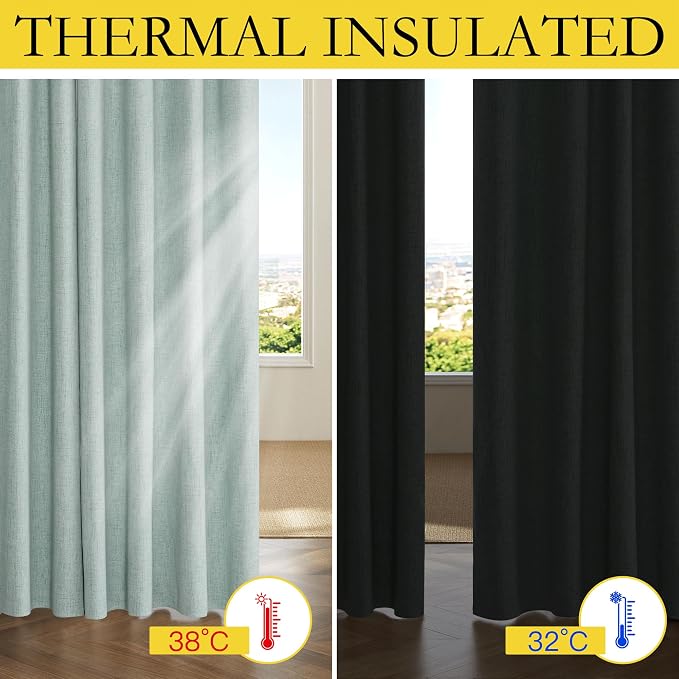 NICETOWN Seafoam Green 100% Blackout Short Curtains W52 x L48 in, Thermal - Image 5