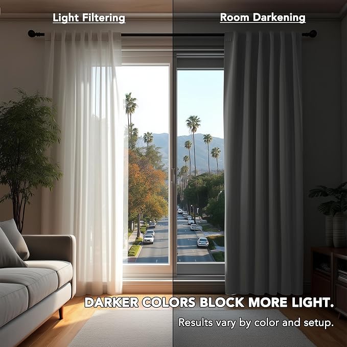 Deconovo Blackout Curtains, Thermal Insulated, W70 x L108 2 Panels, Back Tab - Image 3