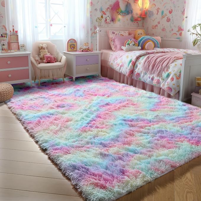 4x6 Rainbow Fluffy Soft Plush Area Rugs - Image 3