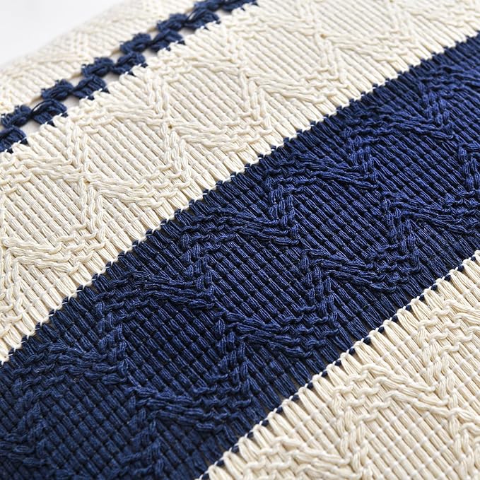 Fancy Homi Set of 1 Navy Blue Lumbar Decorative Throw Pillow Covers 16x24 Inch - Image 4