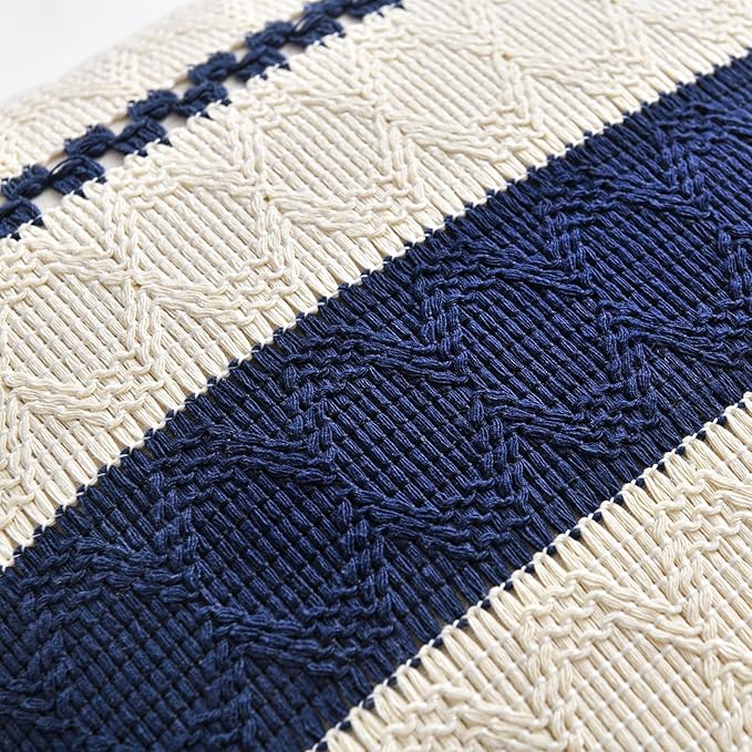 Fancy Homi Set of 1 Navy Blue Big Decorative Throw Pillow Covers 24x24 Inch - Image 4