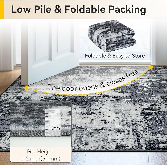 Washable Area Rugs 6'x9' Non-Slip Modern Abstract Soft - Image 5