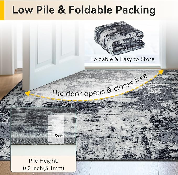 Washable Area Rugs 9'x12' Non-Slip Modern Abstract Soft - Image 5