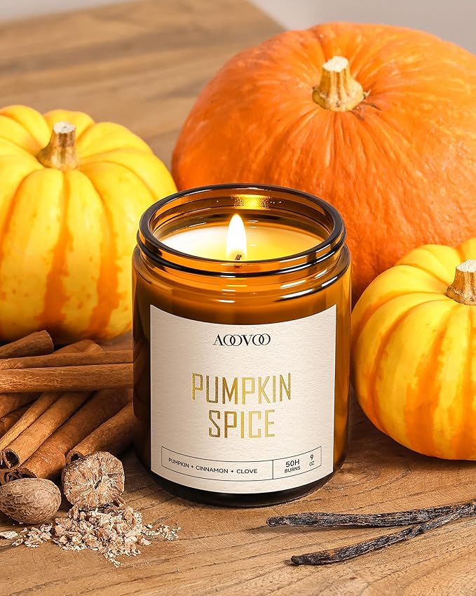 AOOVOO Pumpkin Spice Candles - 9 oz Scented Candles, Aromatherapy Candle, Soy Candle for Home Scented