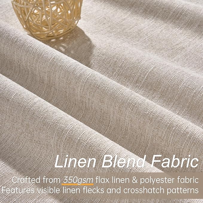Topfinel Custom Drapery 92 Inch Long Blackout 2 Panels Neutral Linen Blackout - Image 2