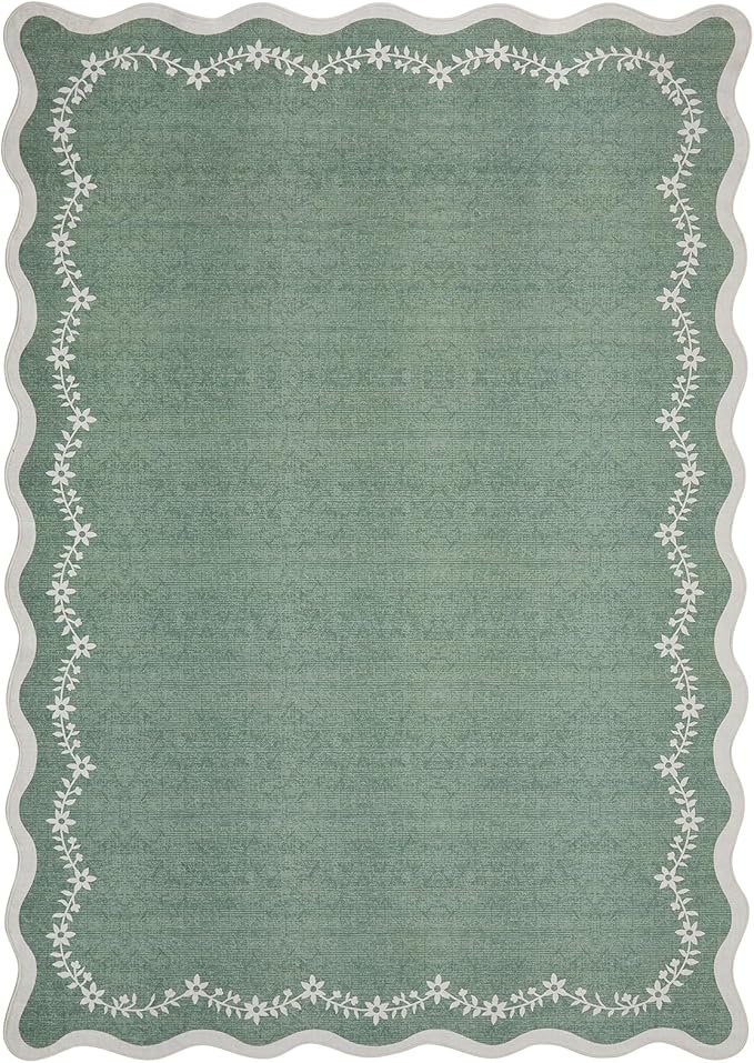 GarveeHome 3x5 Scalloped Washable Area Rug Non Slip Bedroom Entryway Rug | Soft - Image 5