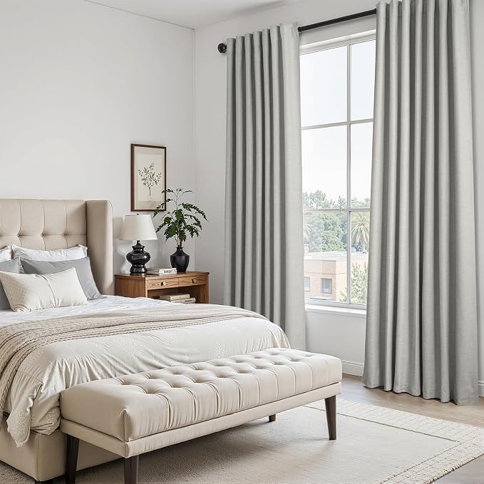 Topfinel Frost Grey Linen Curtains 84 Inches Long 2 Panels Set - Image 5