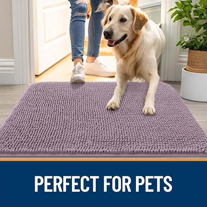 OLANLY Dog Door Mat for Muddy Paws 45x27, Super Absorbent Chenille Mud Mat | - Image 6