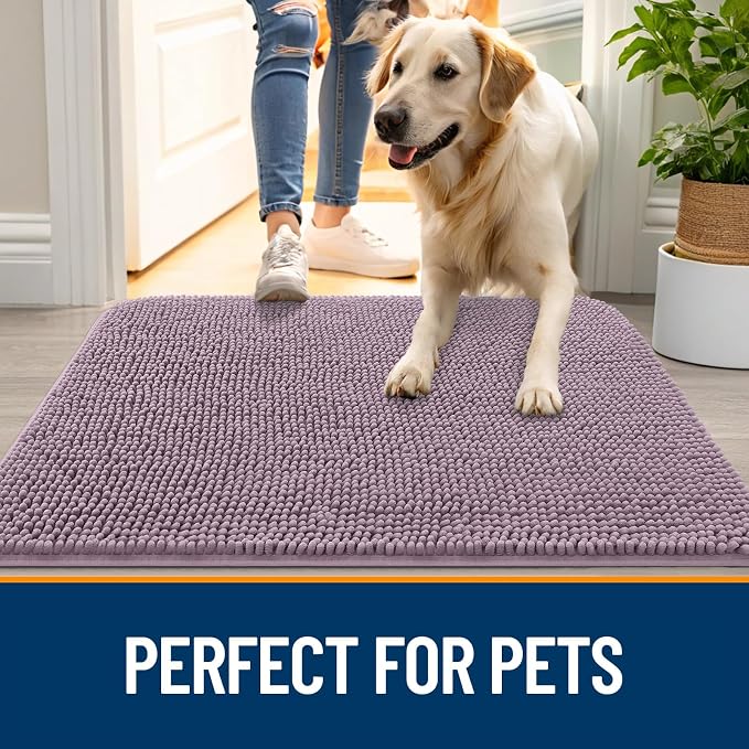 OLANLY Dog Door Mat for Muddy Paws 44x24, Super Absorbent Chenille Mud Mat | - Image 6