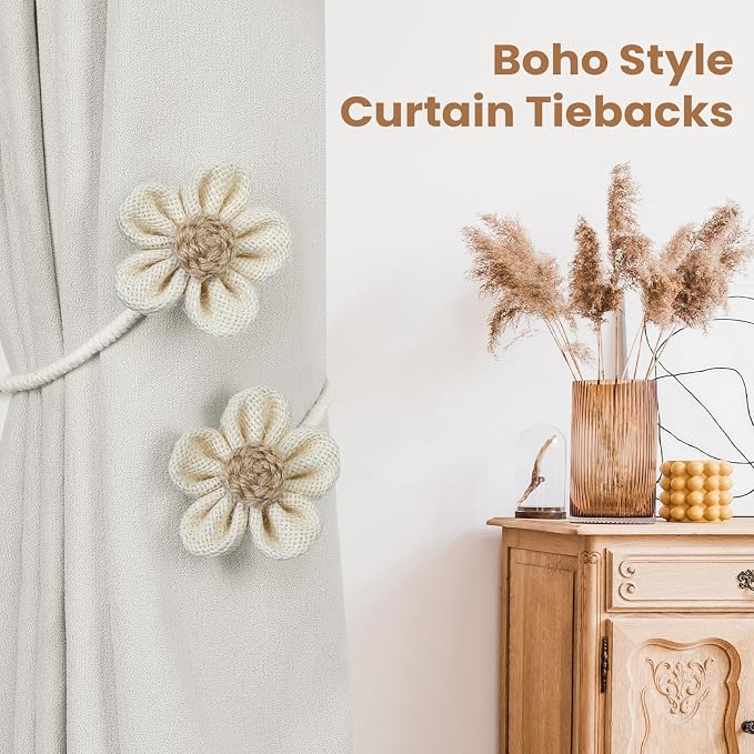 KLOGTSIND Flower Curtain Tiebacks, 6 Pack Curtain Ties Elegant DIY Curtain - Image 7
