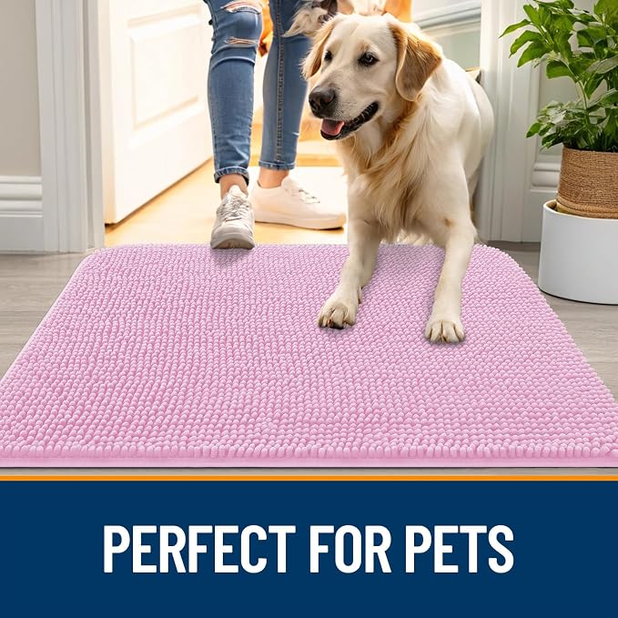 OLANLY Dog Door Mat for Muddy Paws 35x24, Super Absorbent Chenille Mud Mat | - Image 6