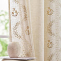 jinchan Belrose Linen Curtains for Bedroom Floral Curtains 90 Inch Length Linen by JINCHAN