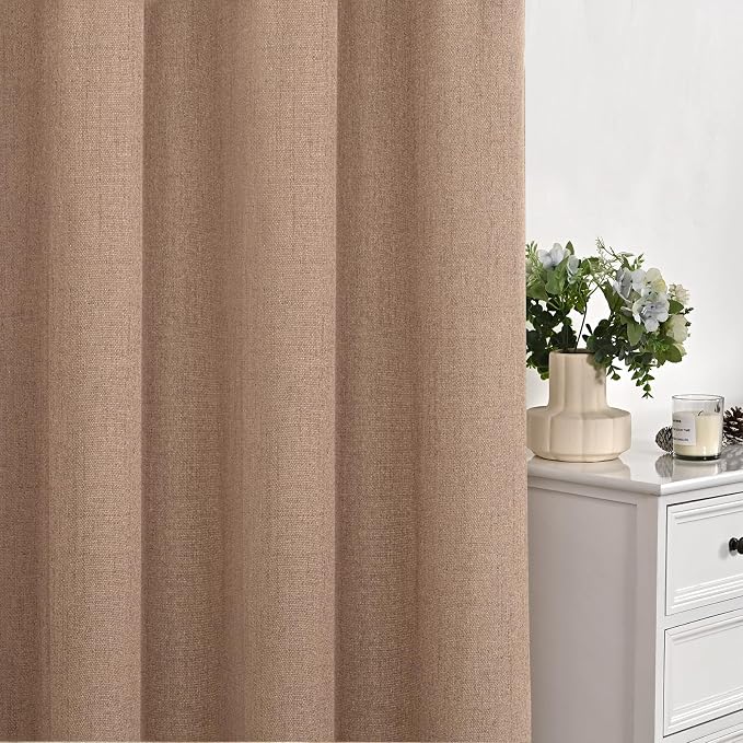YoungsTex Mocha Brown Linen Semi Sheer Curtains 84 Inch Length - Image 7