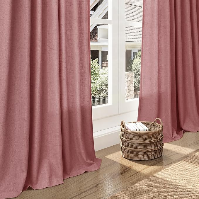 Nanspring Canyon Rose Linen Curtains 96 Inches Long 2 Panels Set - Image 6