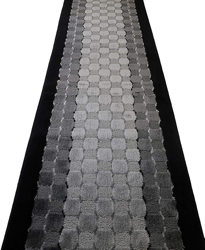 Custom Length Hallway Runner Rug, Slip Resistant, Checkered Black, 26 Inch X 22 - Image 6