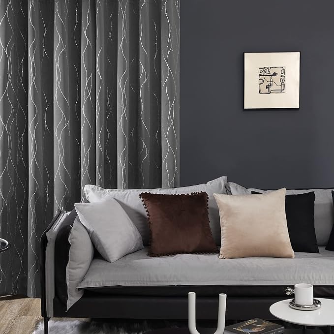 Deconovo Grey Blackout Curtains, Room Darkening Thermal Insulated Noise - Image 3