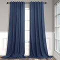 Navy Curtains 108 Inches Long for Living Room 2 Panels Set Back Tab Pocket by Pitalk