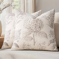 Set of 2 Decorative Floral Pillow Covers 18x18 Inch Light Camel | Neutral by SWANCOCO
