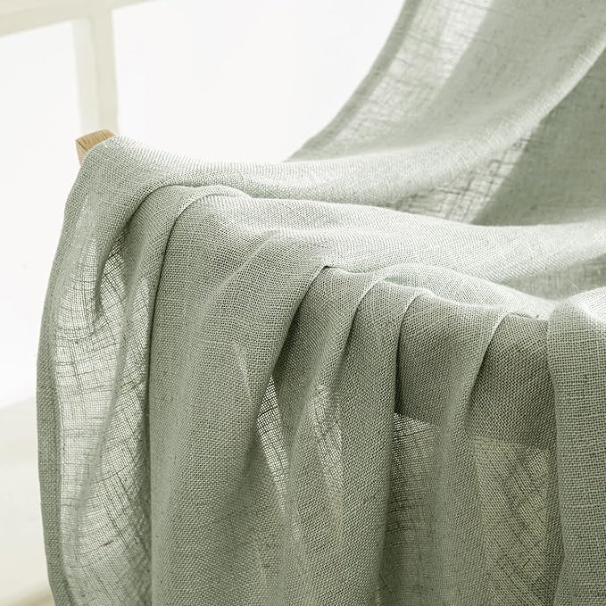 MIULEE Sage Linen Curtains 72 Inch Length 2 Panels - Image 6
