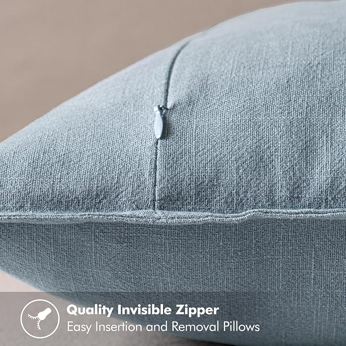MIULEE Decorative Linen Euro Sham Pillow Covers 28x28 Inch Blue Grey | Boho - Image 3
