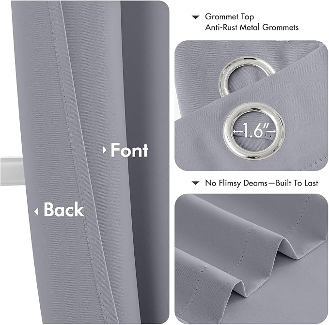 MIULEE Blackout Curtains for Bedroom 2 Panels 40 x 54 Inch Long Silver Grey | - Image 4