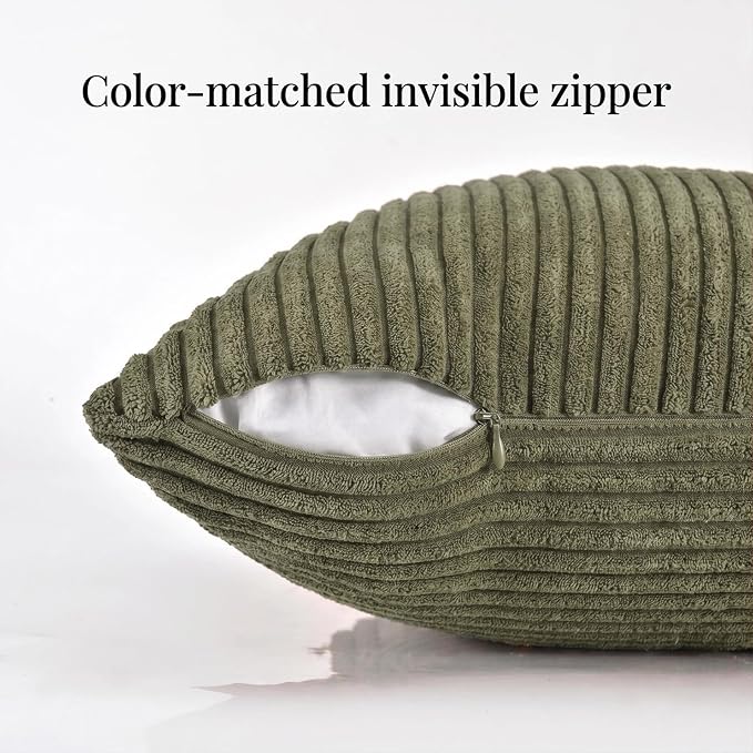 Fancy Homi 2 Packs Olive Green Samll Decorative Throw Pillow Covers 14x14 Inch - Image 3