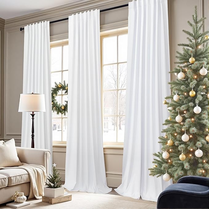 Complete Blackout Curtains White 80 Inches Long Kitchen Curtain Custom Drape - Image 3