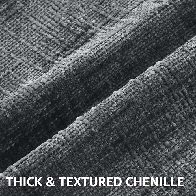 decorUhome Dark Grey Chenille Euro Sham Throw Pillow Covers 26x26 Set of 2 - Image 2