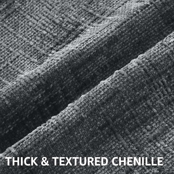 decorUhome Dark Grey Chenille Throw Pillow Covers 16x16 Set of 2 Textured Soft - Image 2