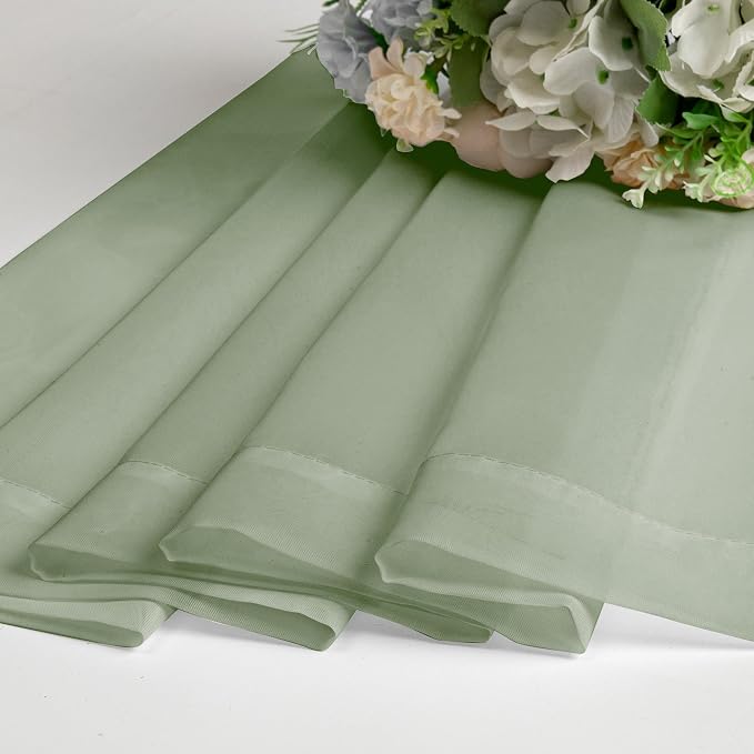 Chyhomenyc Sage Green Sheer Curtains 30 inch Length 2 Panels, Light Filtering - Image 8