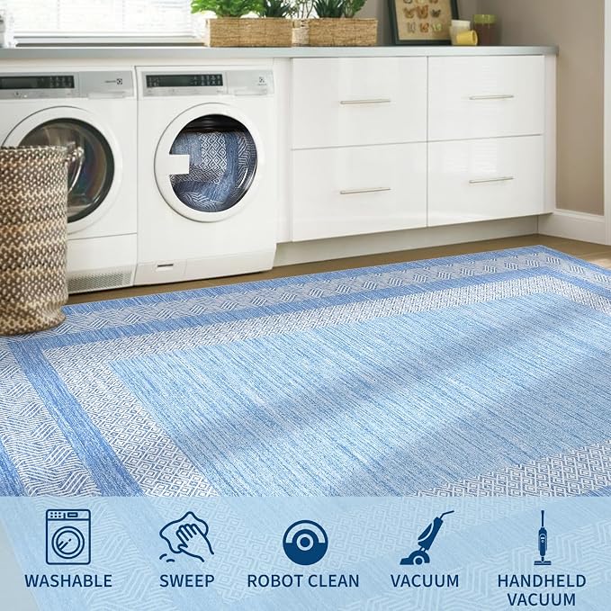 GarveeHome 2x6 Modern Bordered Runner Rug Soft Non Slip Washable Floor Carpet - Image 8