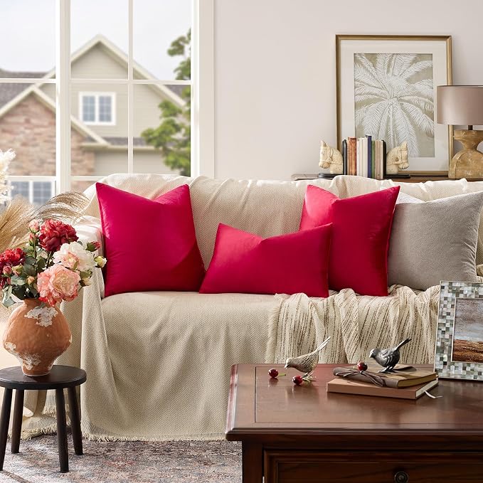 GIGIZAZA Decorative Throw Pillow Covers 26x26, Velvet Sofa Boho Cushion Pillows - Image 2